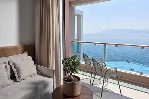 All inclusive hotel Michelangelo Resort & Spa op Kos - zeezicht kamer
